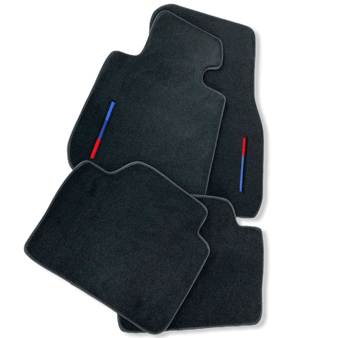 Black Floor Mats for BMW iX (2022-2024) with Color Stripes Tailored Set Perfect Fit - AutoWin