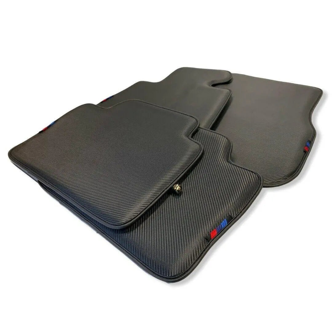 Floor Mats For BMW M5 Series F90 Autowin Brand Carbon Fiber Leather - AutoWin