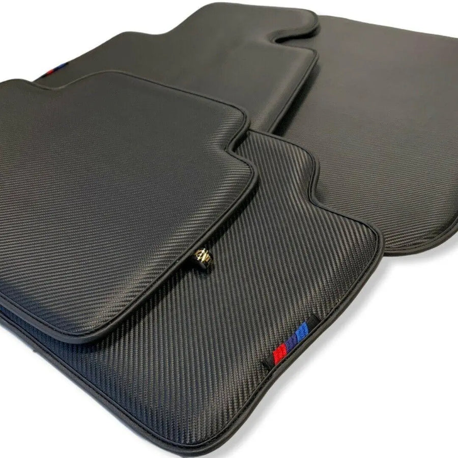 Floor Mats For BMW X6 Series G06 Black Autowin Brand Carbon Fiber Leather - AutoWin