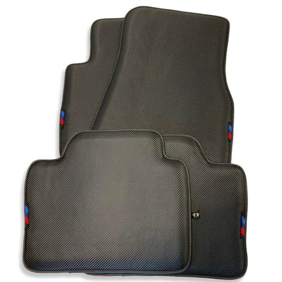 Floor Mats For BMW X6 Series G06 Black Autowin Brand Carbon Fiber Leather - AutoWin