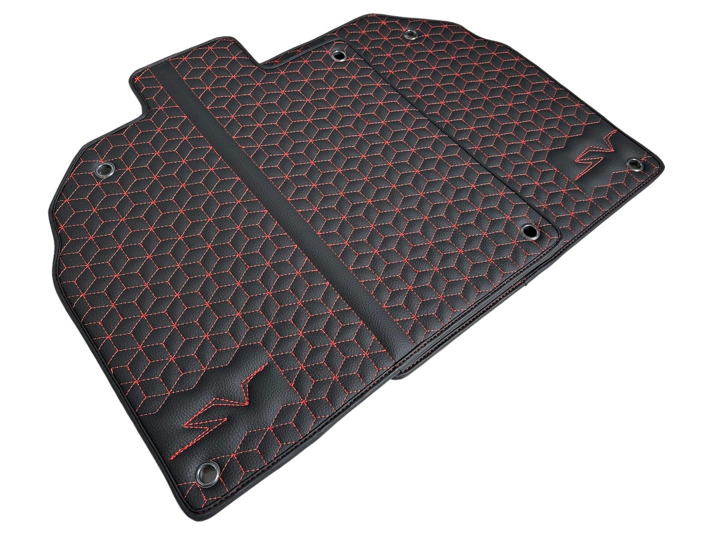 Leather Floor Mats for Lamborghini Aventador SV | Red Stitching - AutoWin