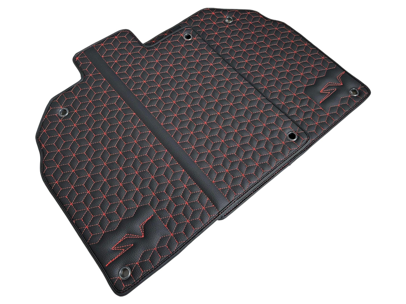 Leather Floor Mats for Lamborghini Aventador SV | Red Stitching - AutoWin