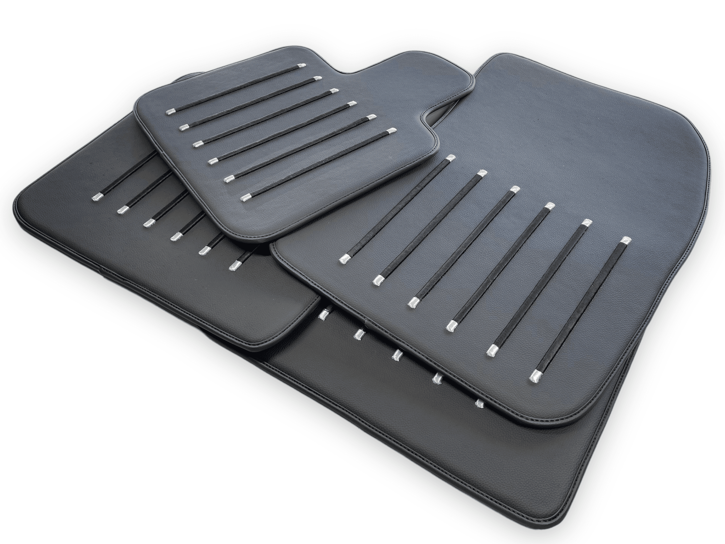 Leather Floor Mats For Rolls Royce Black Badge Dawn Rr6 2016-2023 Black - AutoWin