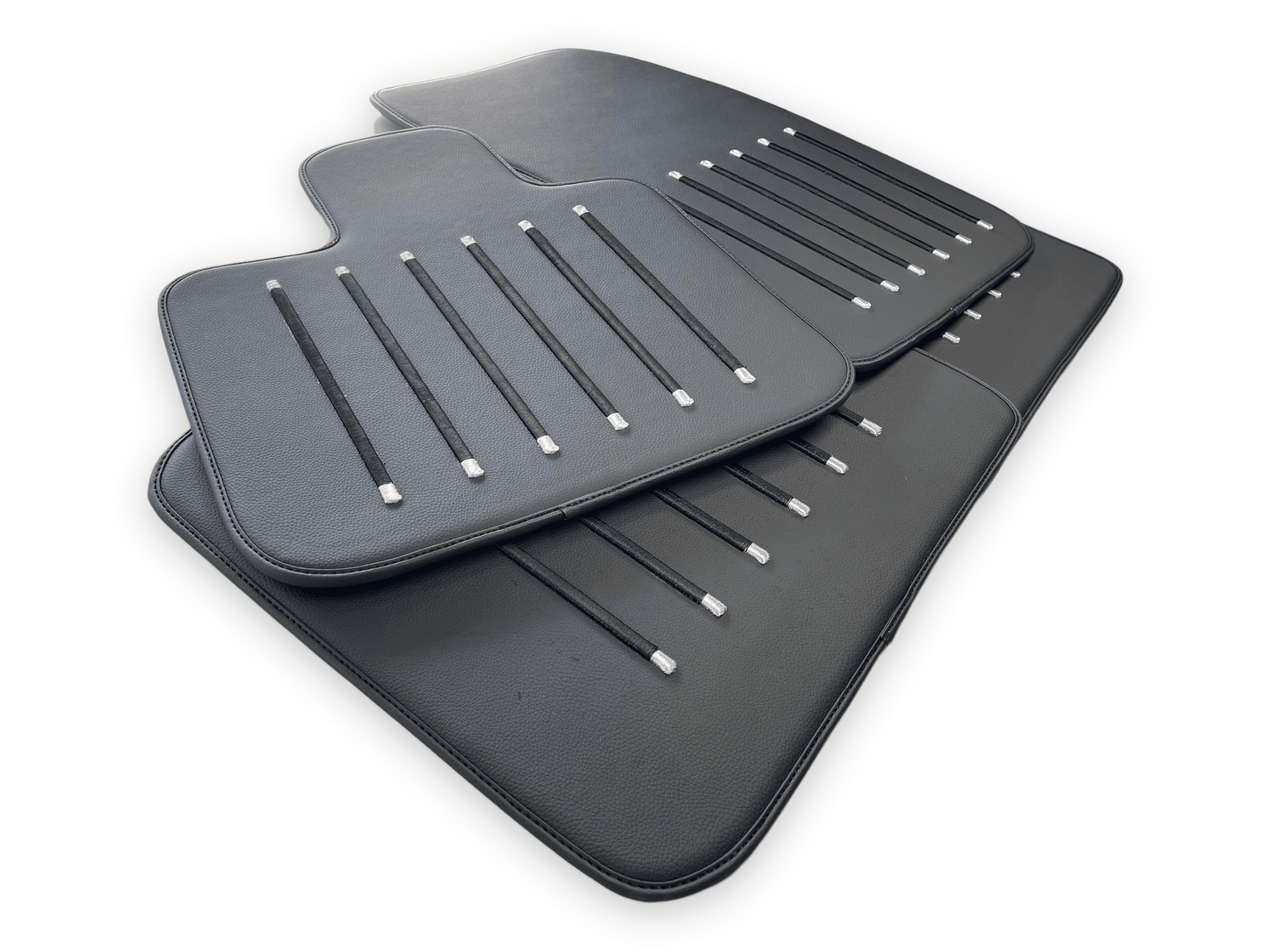 Leather Floor Mats For Rolls Royce Black Badge Dawn Rr6 2016-2023 Black - AutoWin
