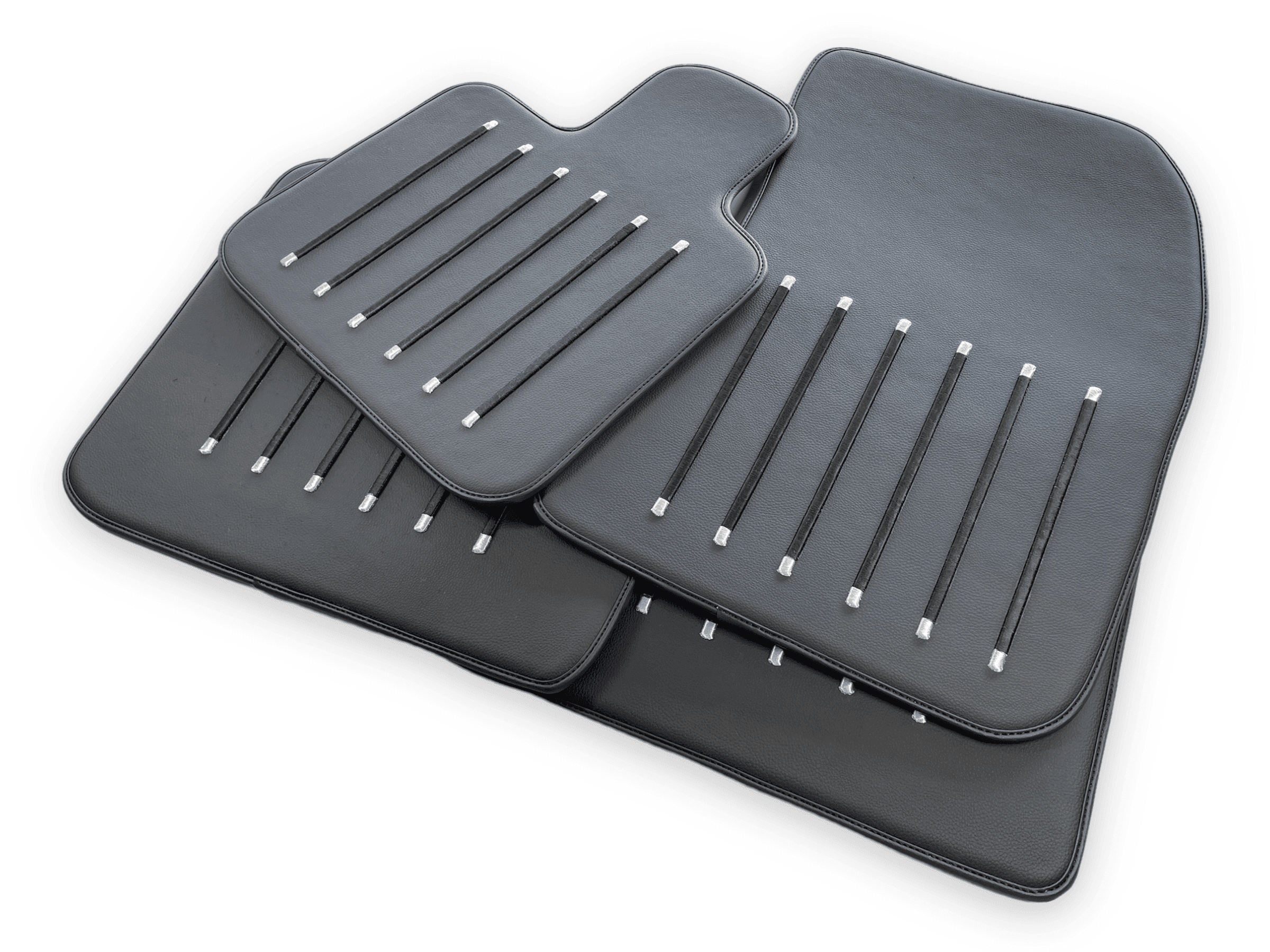 Leather Floor Mats For Rolls Royce Black Badge Ghost Series II (2021-2024) Black - AutoWin