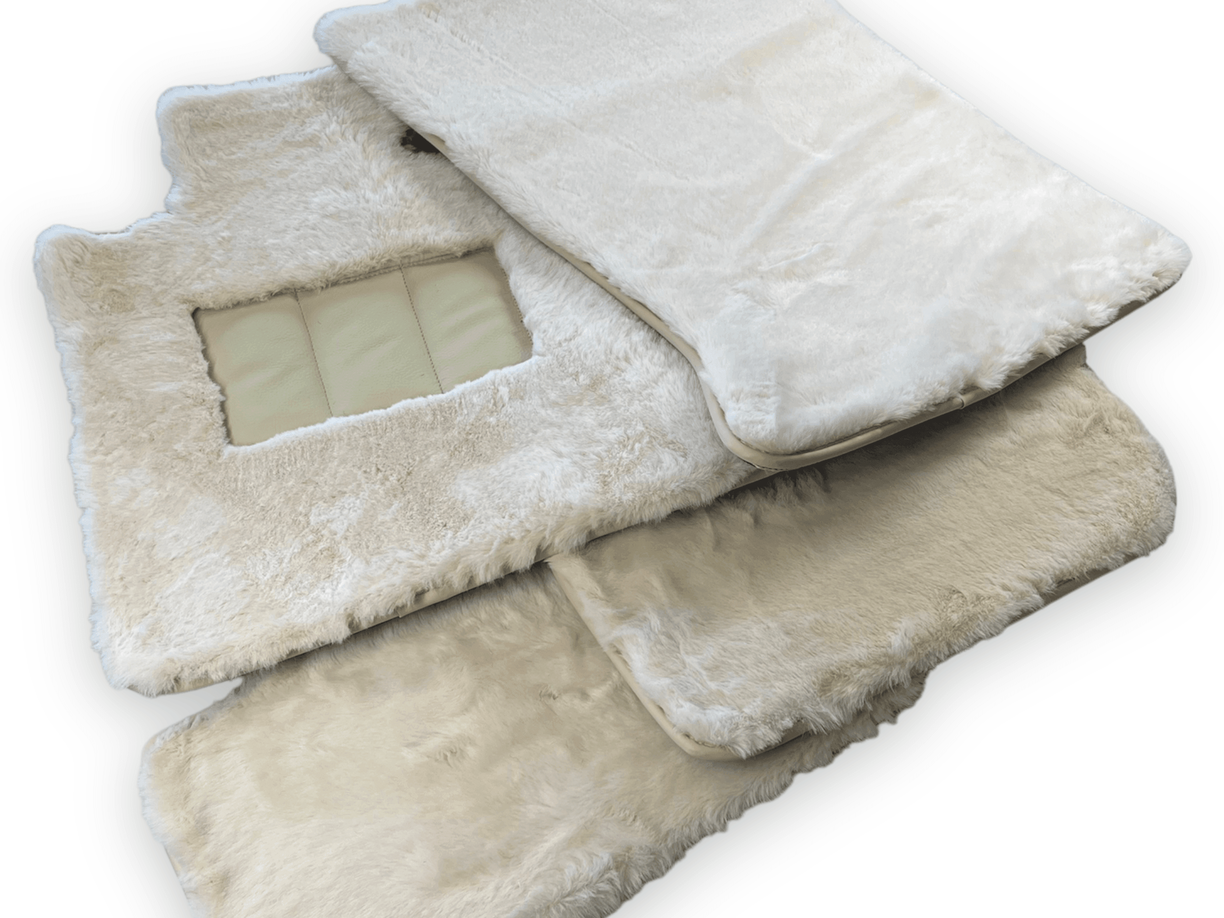 White Sheepskin Floor Mats For Rolls Royce Cullinan Rr31 2018-2023 Er56 Design Brand - AutoWin