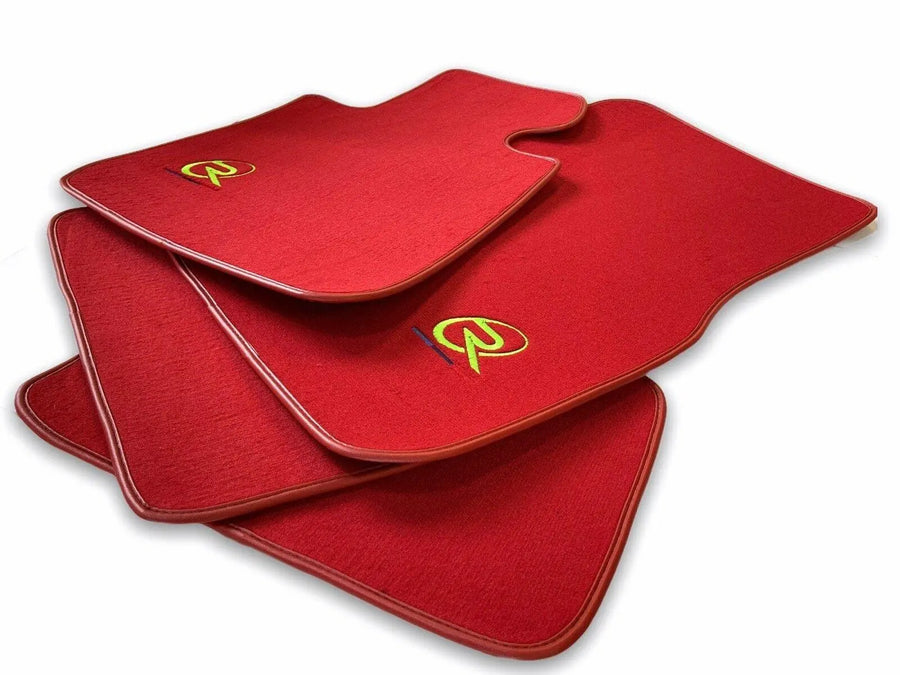 Red Floor Mats For BMW 1 Series F20 ROVBUT Brand Tailored Set Perfect Fit Green SNIP Collection - AutoWin