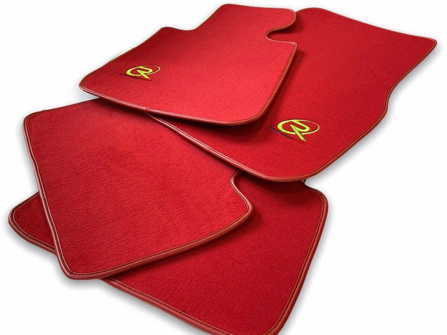 Red Floor Mats For BMW 7 Series G12 ROVBUT Brand Tailored Set Perfect Fit Green SNIP Collection - AutoWin
