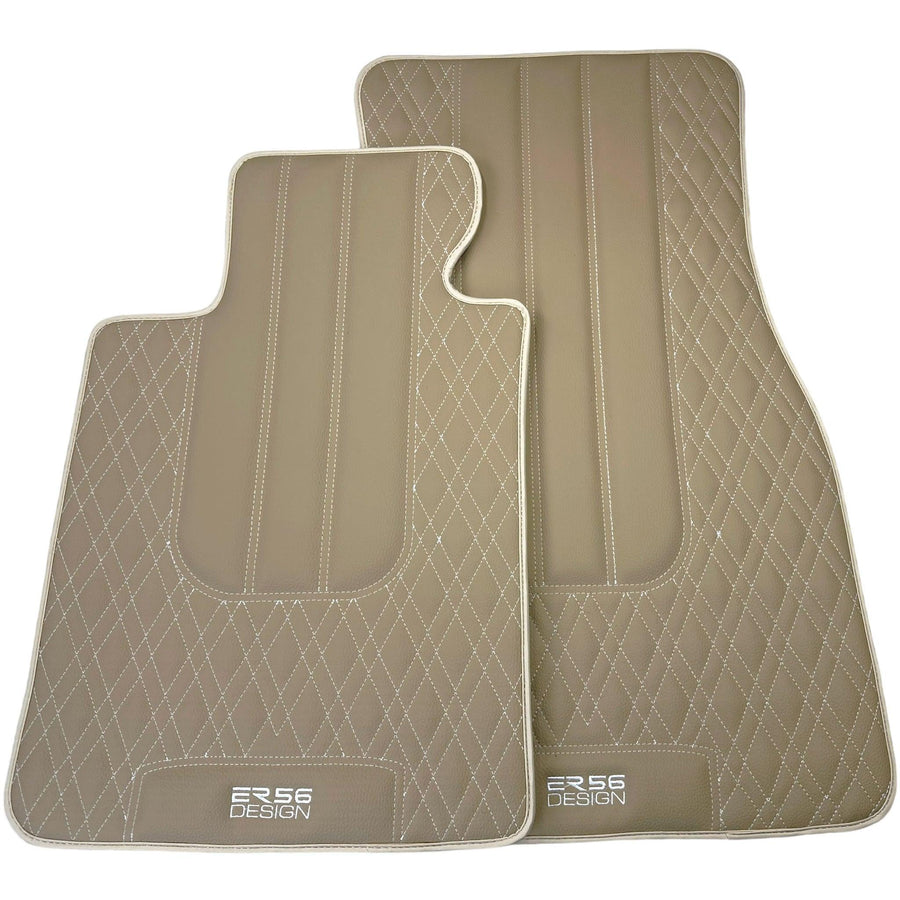 Beige Leather Floor Floor Mats For BMW X4 Series F26 - AutoWin