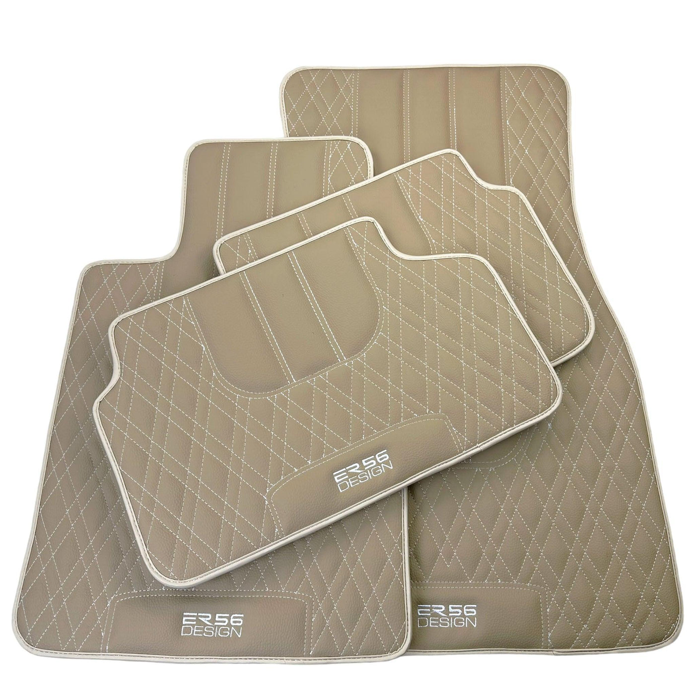 Beige Leather Floor Mats For BMW 3 Series E36 4-door Sedan - AutoWin