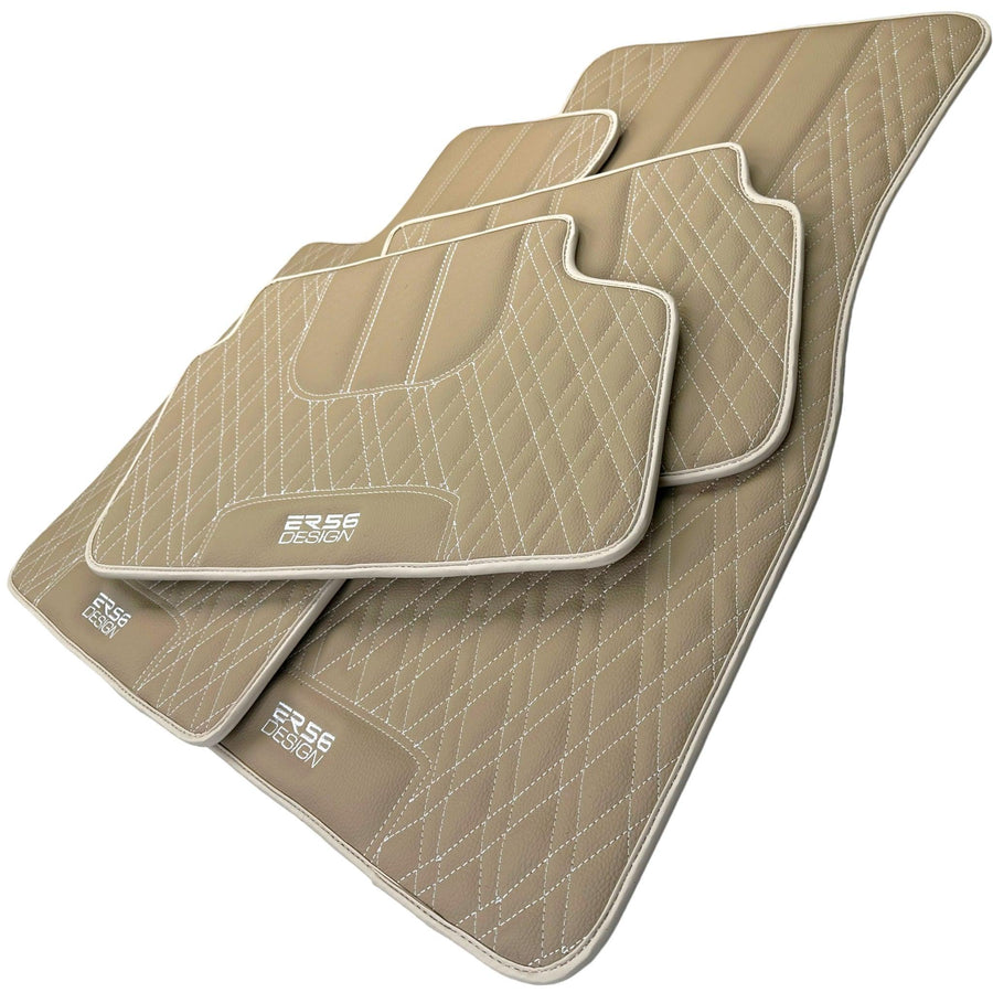 Beige Leather Floor Mats For BMW 3 Series F31 5-doors Wagon - AutoWin