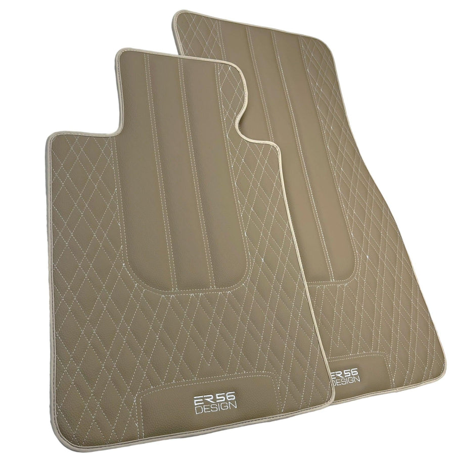 Beige Leather Floor Mats For BMW 3 Series F31 5-doors Wagon - AutoWin