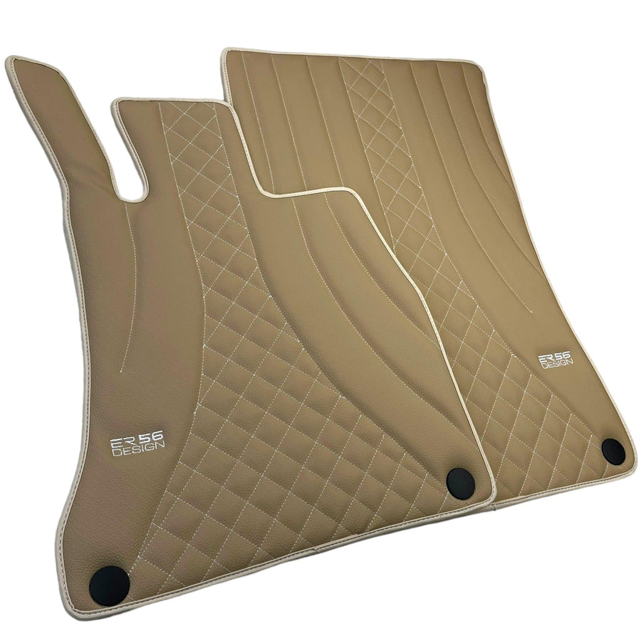 Beige Leather Floor Mats For Mercedes Benz C-Class W203 Sedan (2000-2007) | ER56 Design - AutoWin