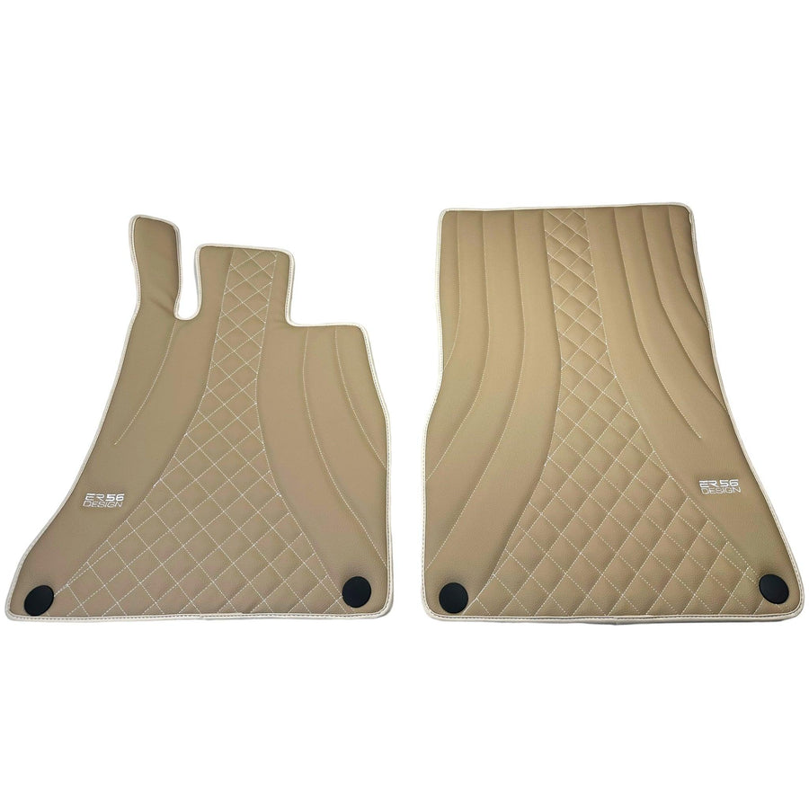 Beige Leather Floor Mats For Mercedes Benz CL-Class C216 Coupe (2006-2013) | ER56 Design - AutoWin