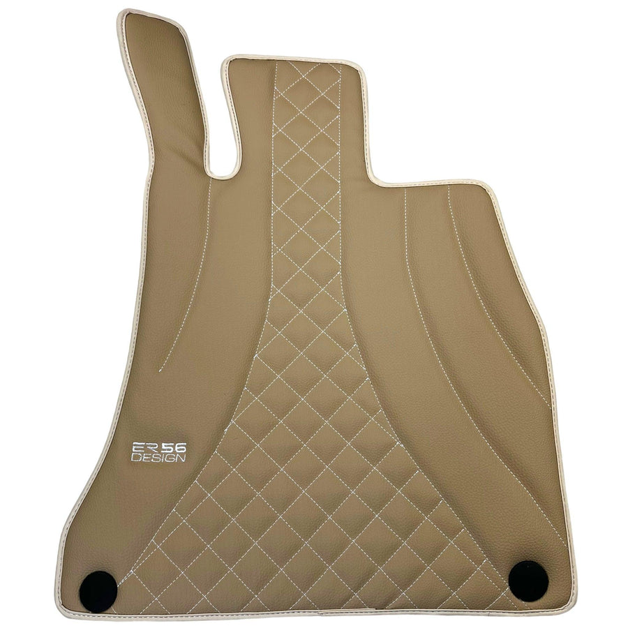 Beige Leather Floor Mats For Mercedes Benz E-Class S124 Estate (1985-1996) | ER56 Design - AutoWin