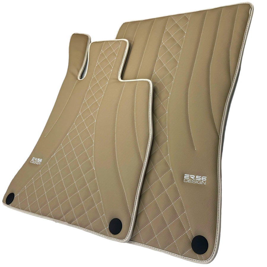 Beige Leather Floor Mats For Mercedes Benz E-Class W211 Sedan 4Matic (2002-2009) | ER56 Design - AutoWin