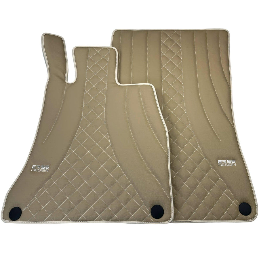 Beige Leather Floor Mats For Mercedes Benz GLC-Class X253 SUV (2016-2019) Hybrid | ER56 Design - AutoWin