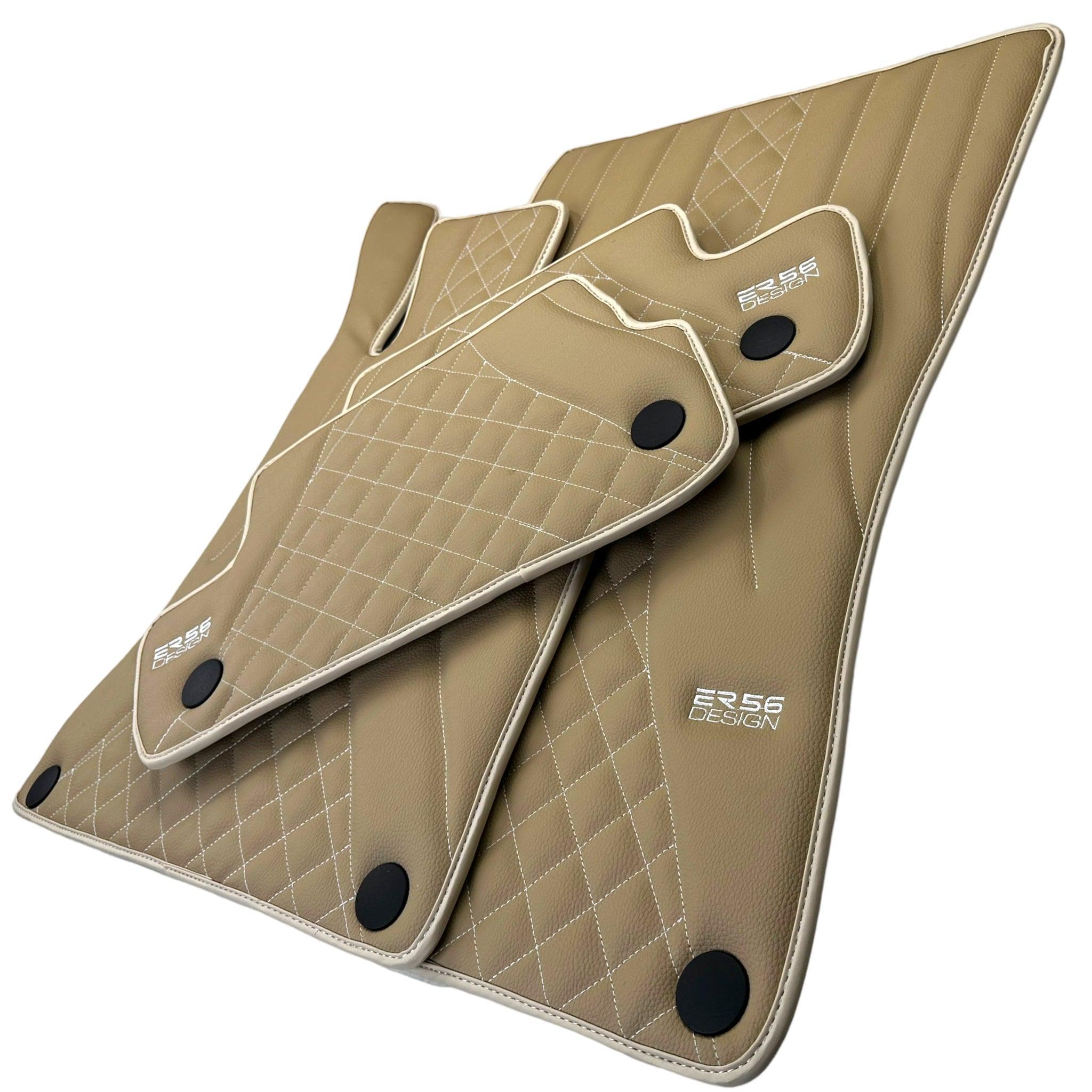 Beige Leather Floor Mats For Mercedes Benz GLE-Class C167 Coupe (2020-2023) | ER56 Design - AutoWin