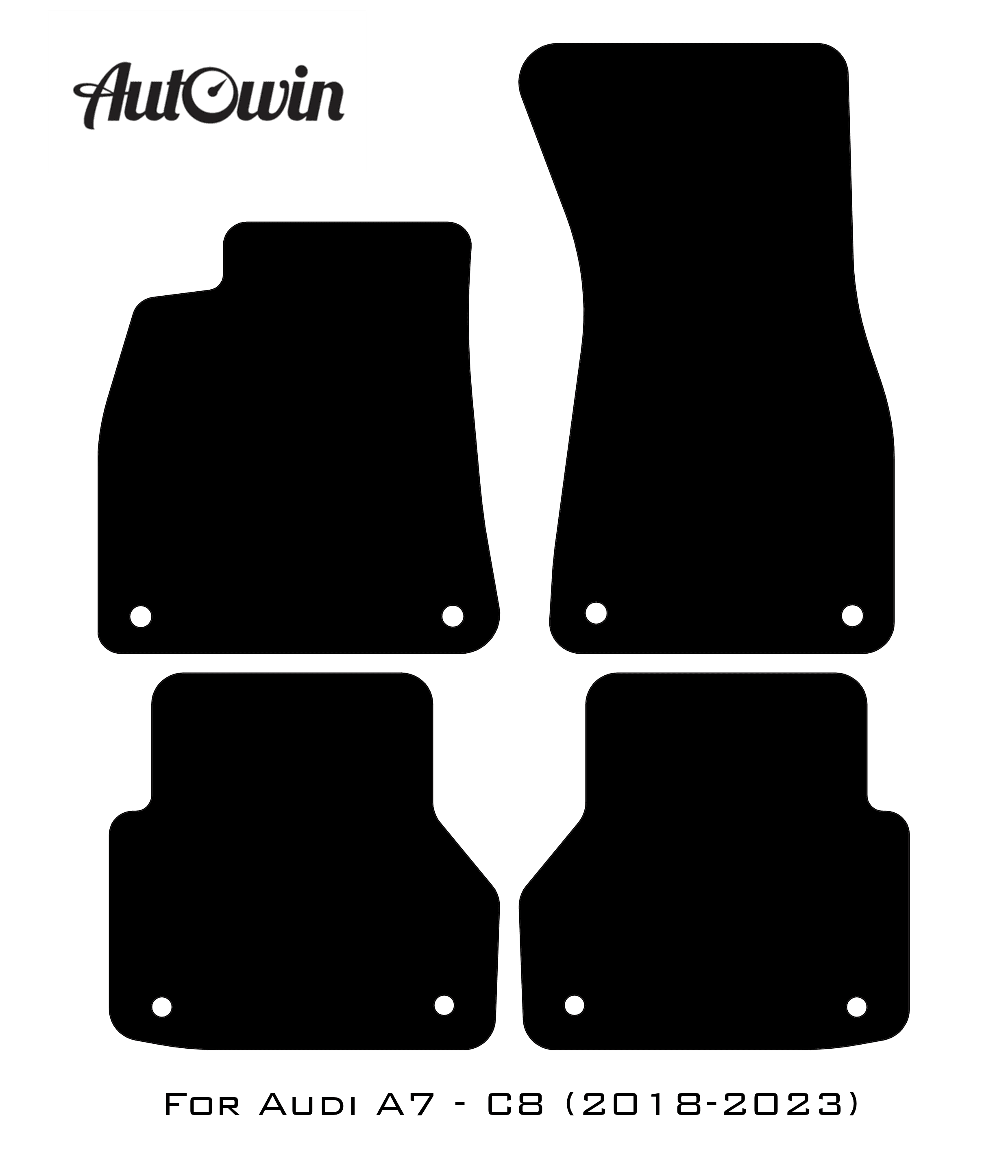 Black Floor Mats for A7 - C8 (2018-2023) With Orange Alcantara | ER56 Design - AutoWin