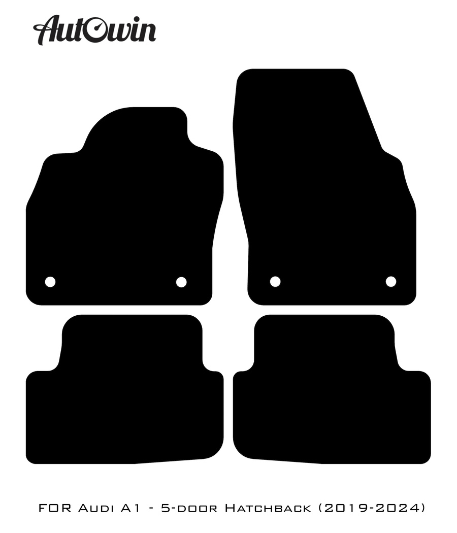 Black Floor Mats for Audi A1 - 5-door Hatchback (2019-2024) With Orange Alcantara | ER56 Design - AutoWin