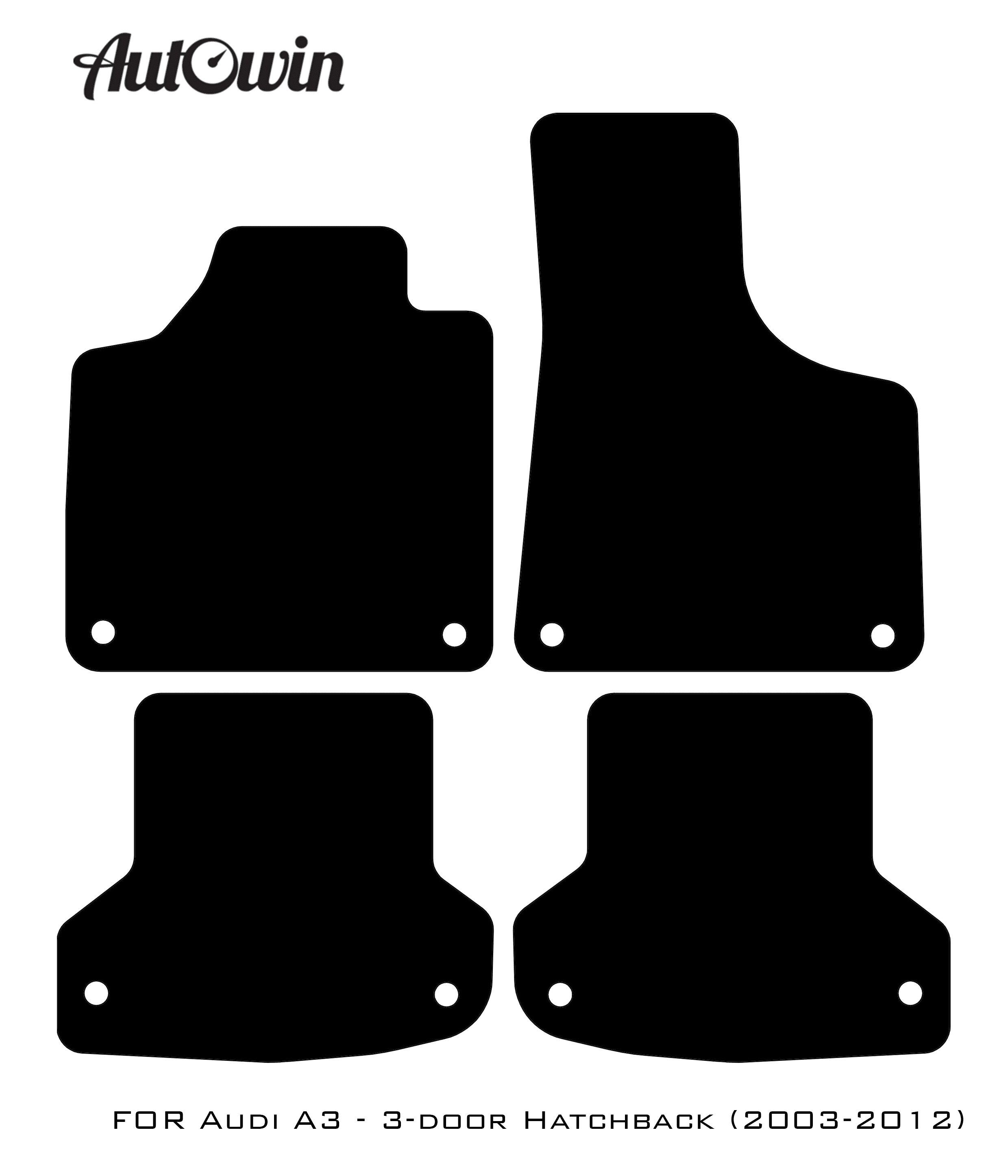 Black Floor Mats for Audi A3 - 3-door Hatchback (2003-2012) | Fighter Jet Edition - AutoWin