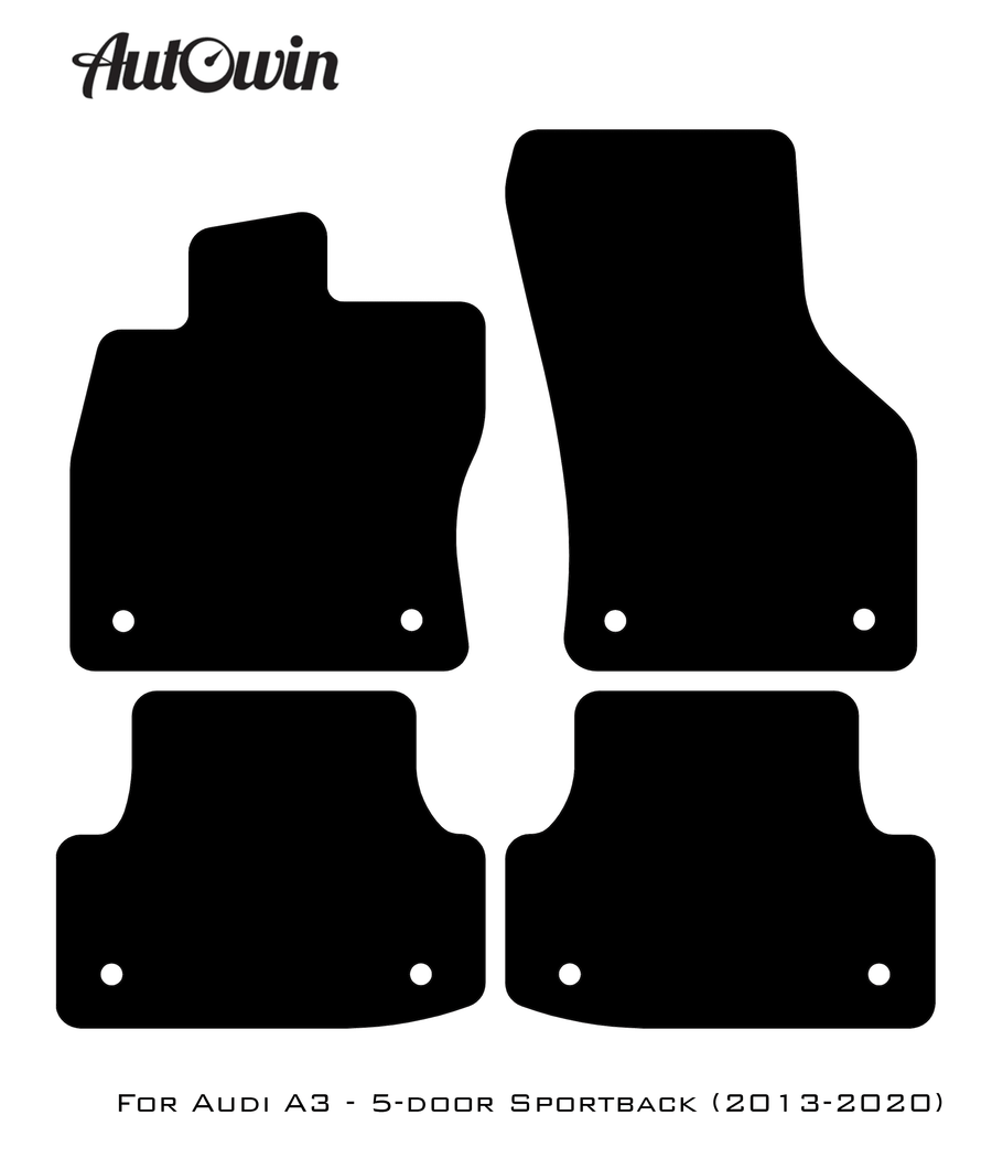 Black Floor Mats for Audi A3 - 5-door Sportback (2013-2020) With Orange Alcantara | ER56 Design - AutoWin