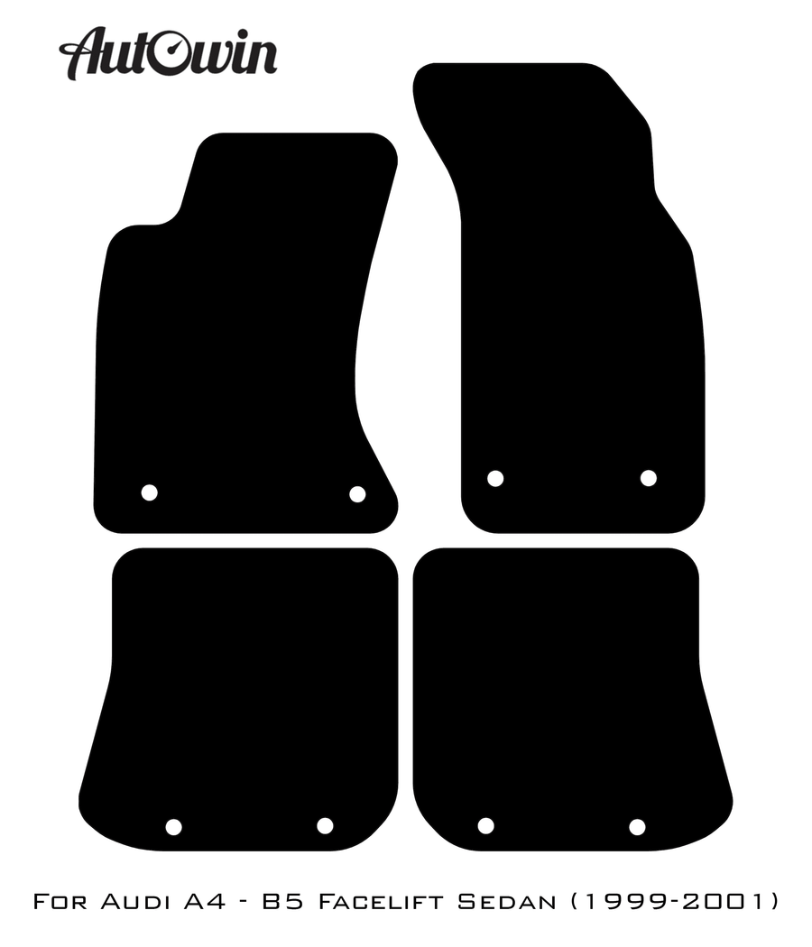 Black Floor Mats for Audi A4 - B5 Facelift Sedan (1999-2001) With Orange Alcantara | ER56 Design - AutoWin