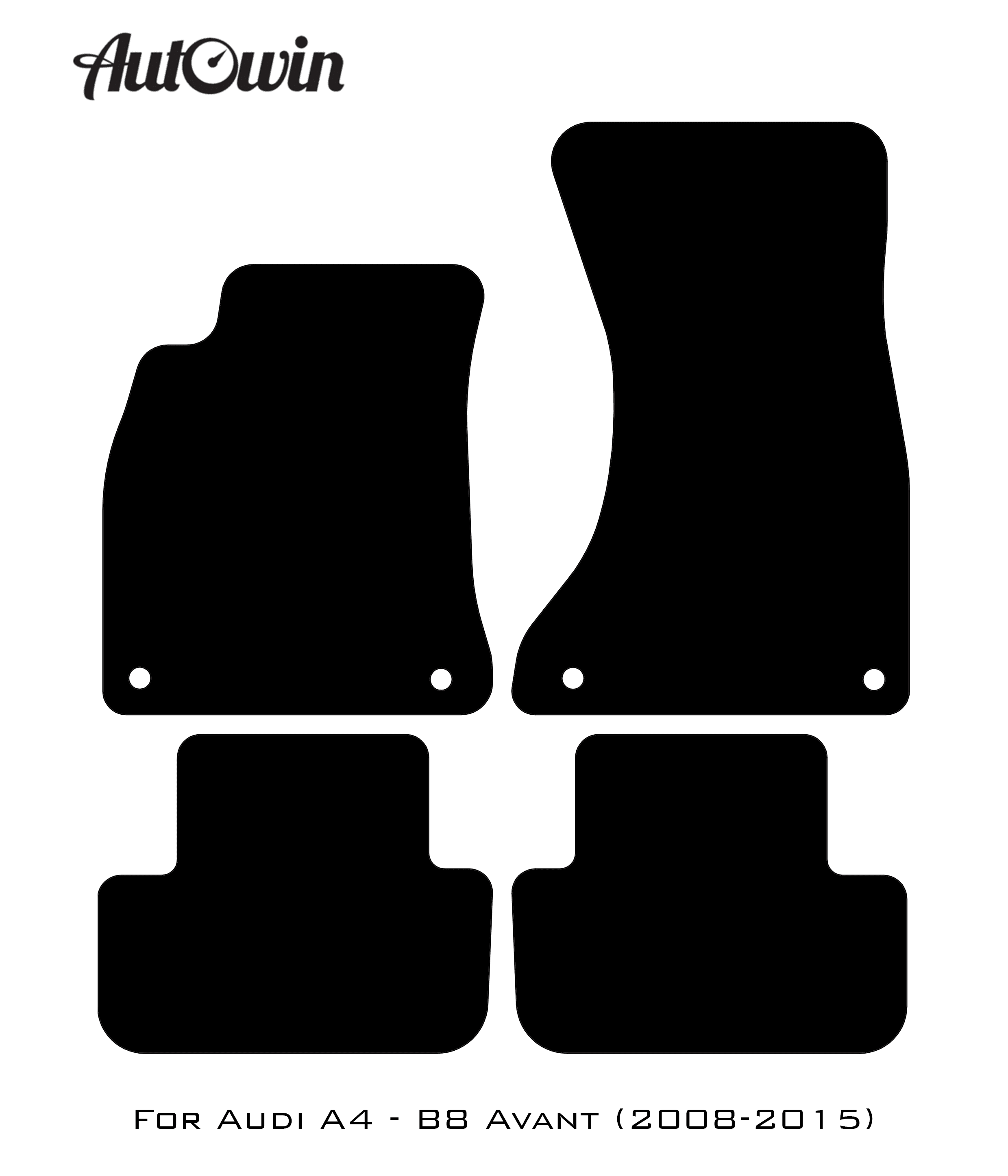 Black Floor Mats for Audi A4 - B8 Avant (2008-2015) With Orange Alcantara | ER56 Design - AutoWin