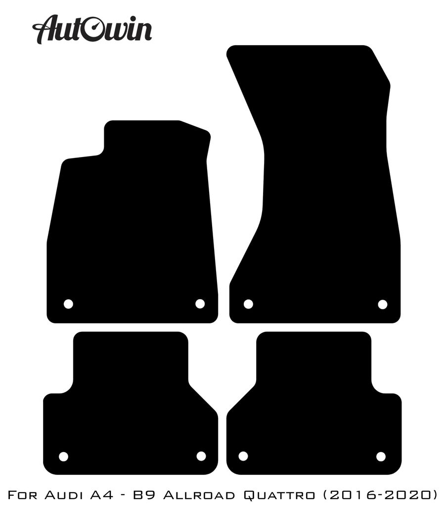 Black Floor Mats for Audi A4 - B9 Allroad Quattro (2016-2020) | Fighter Jet Edition - AutoWin