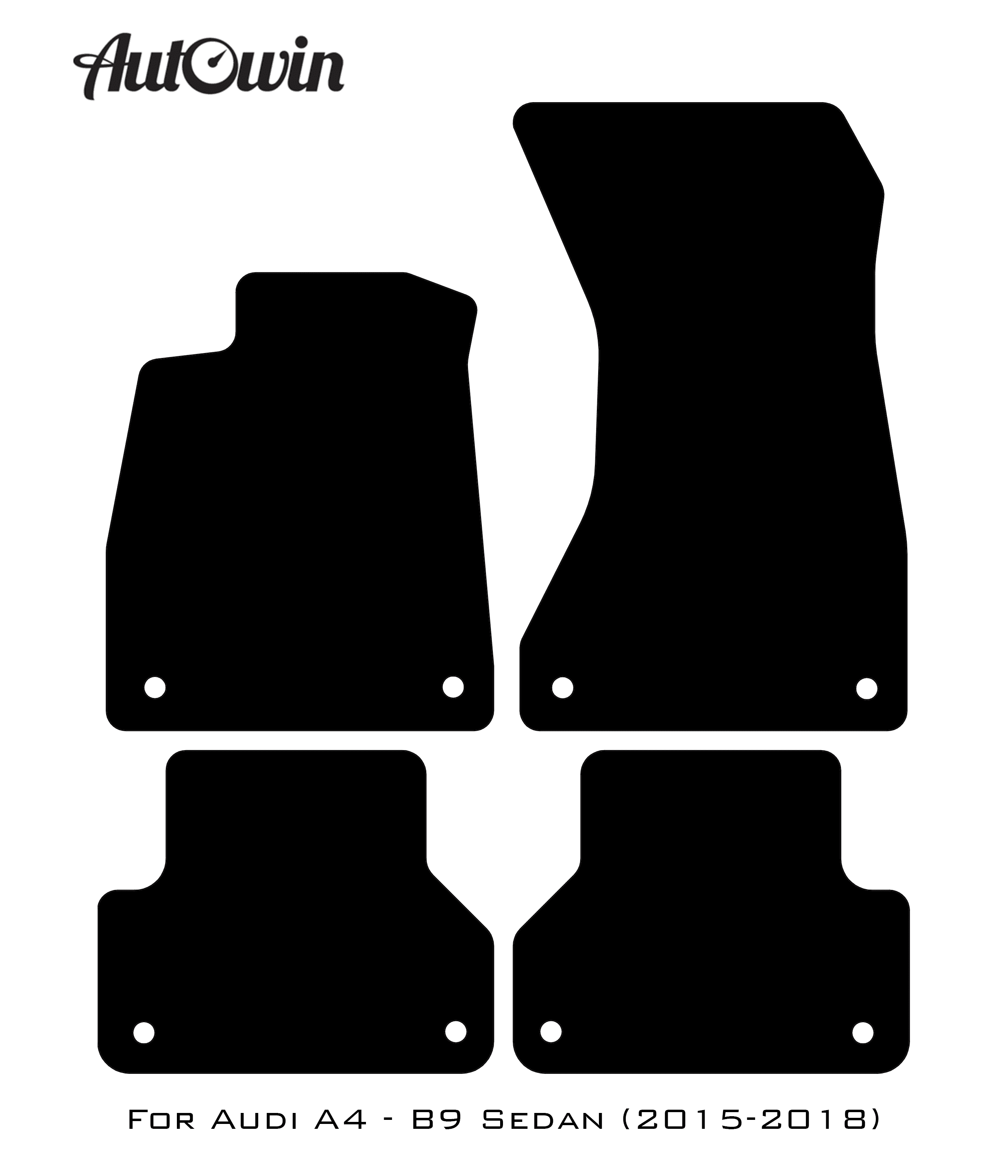 Black Floor Mats for Audi A4 - B9 Sedan (2015-2018) With Orange Alcantara | ER56 Design - AutoWin