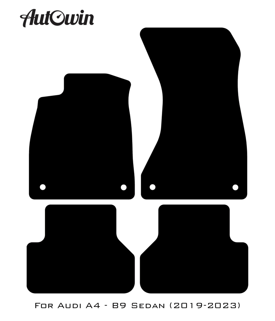 Black Floor Mats for Audi A4 - B9 Sedan (2019-2023) | Fighter Jet Edition - AutoWin