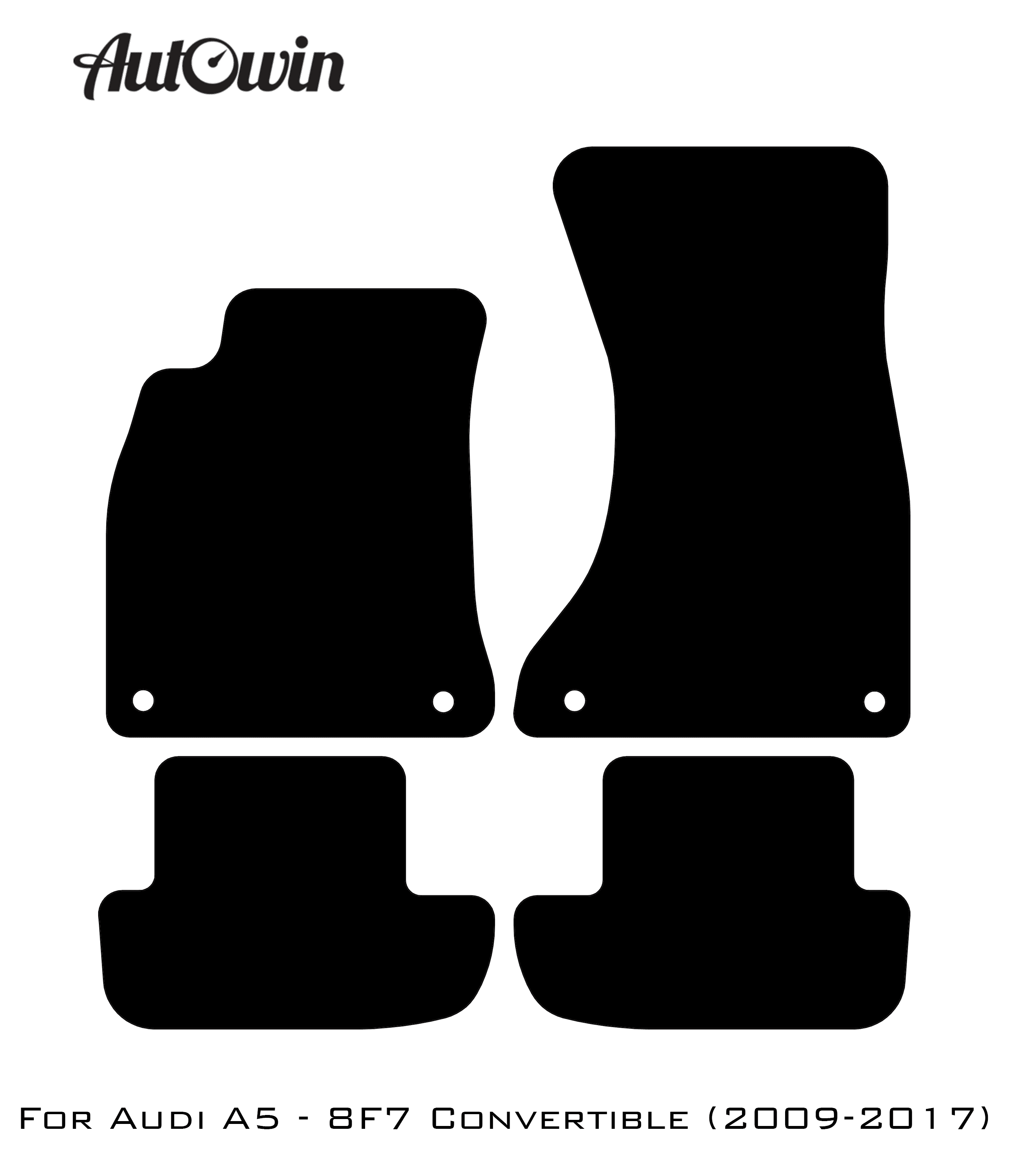 Black Floor Mats for Audi A5 - 8F7 Convertible (2009-2017) | No Steps - AutoWin