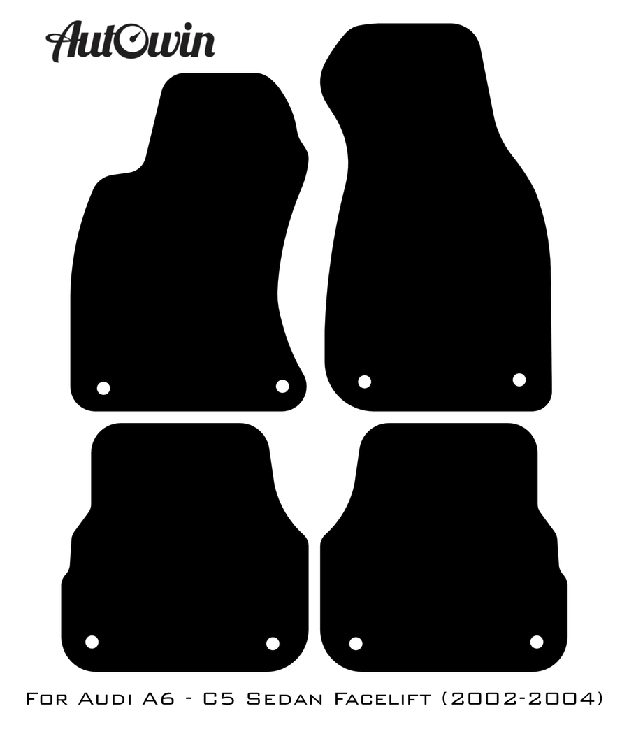 Black Floor Mats for Audi A6 - C5 Sedan Facelift (2002-2004) With Orange Alcantara | ER56 Design - AutoWin
