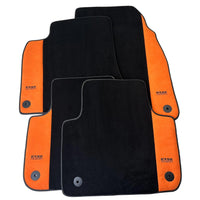 Black Floor Mats for Audi A6 - C6 Allroad Quattro Facelift (2008-2011) With Orange Alcantara | ER56 Design - AutoWin