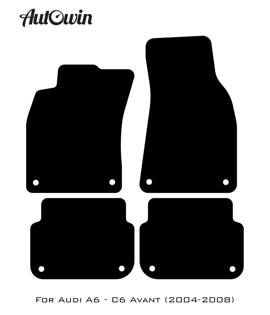 Black Floor Mats for Audi A6 - C6 Avant (2004-2008) With Orange Alcantara | ER56 Design - AutoWin