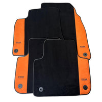 Black Floor Mats for Audi A6 - C7 Avant (2011-2018) With Orange Alcantara | ER56 Design - AutoWin