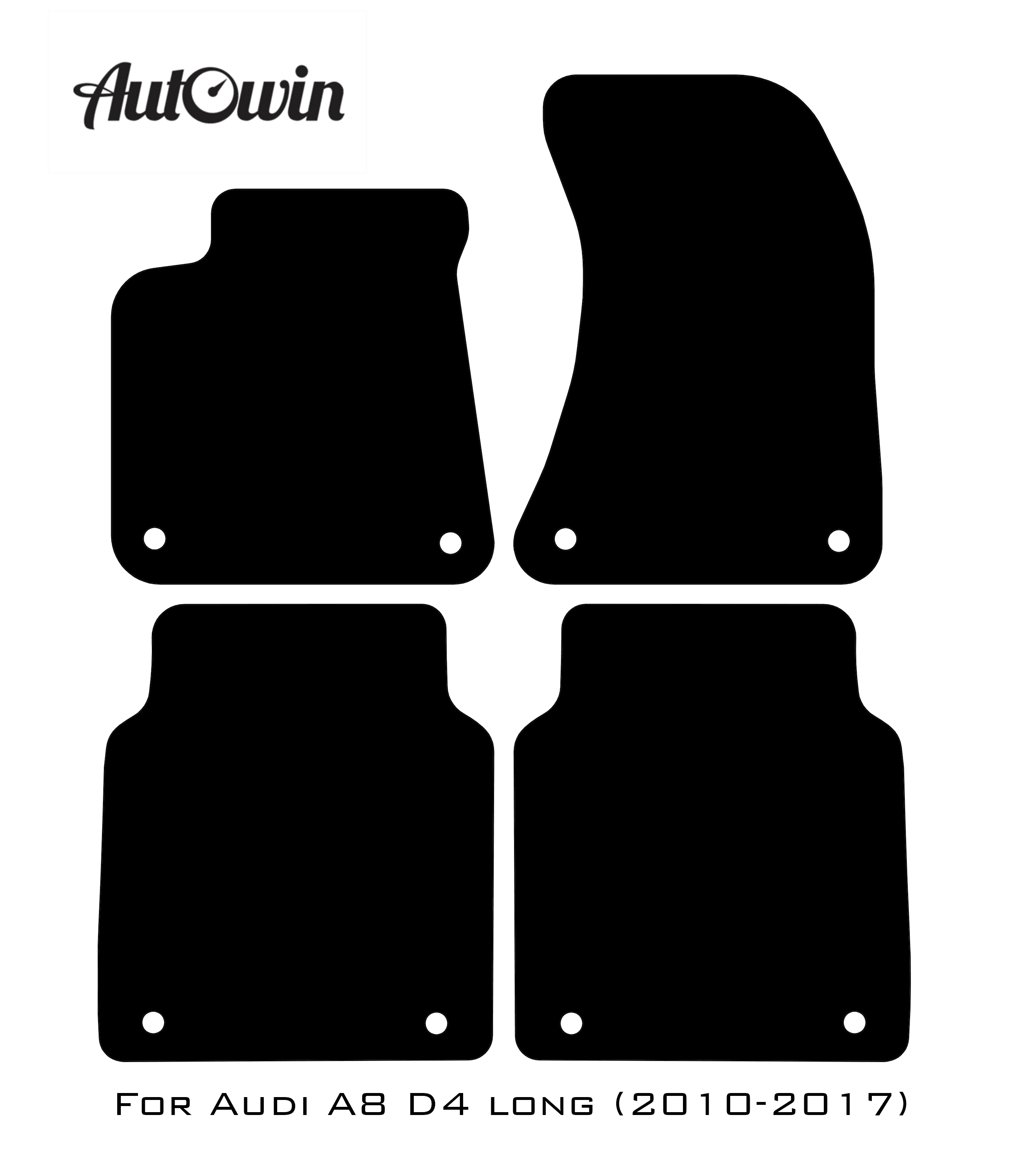 Black Floor Mats for Audi A8 A8 D4 Long (2010-2017) | Fighter Jet Edition - AutoWin