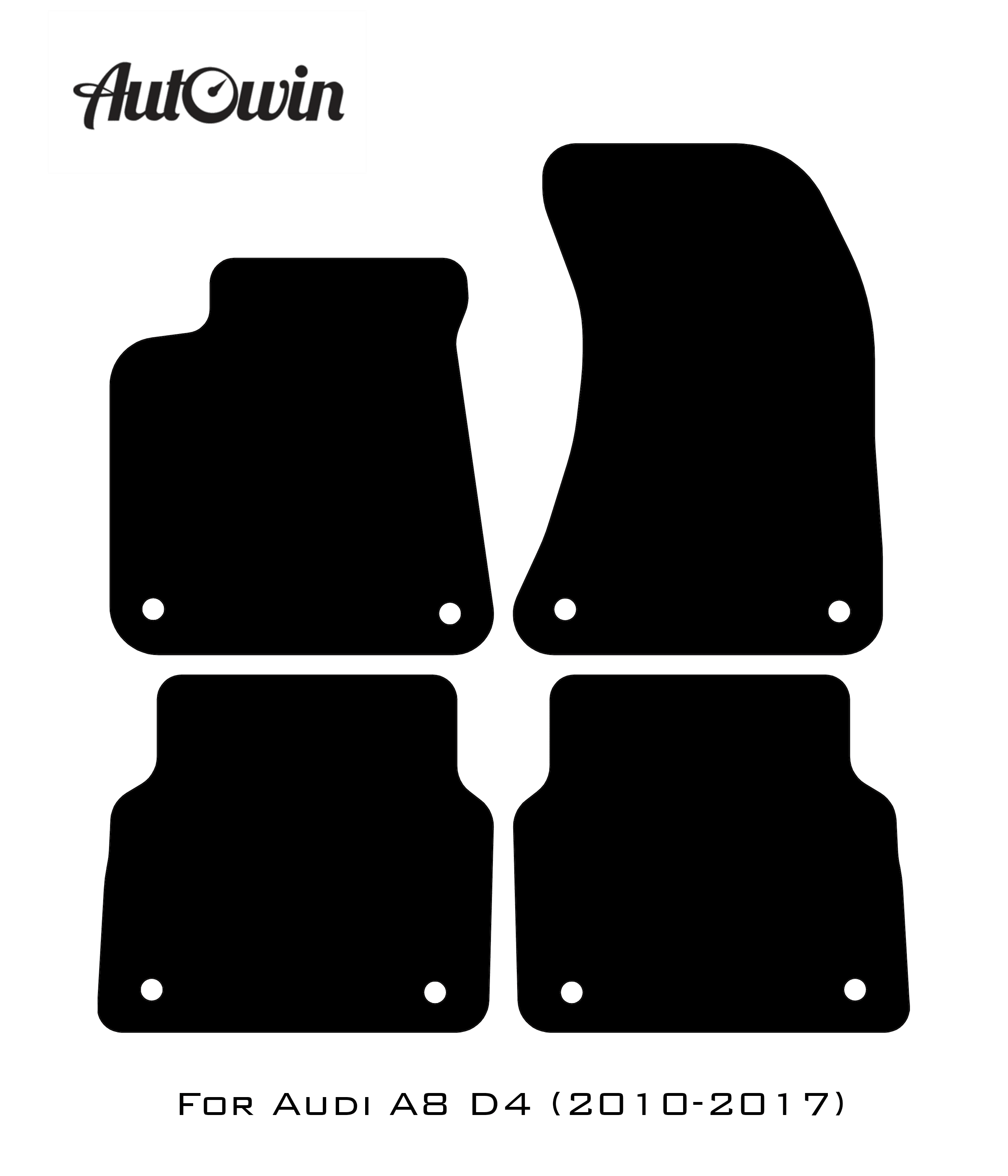 Black Floor Mats for Audi A8 D4 (2010-2017) With Orange Alcantara | ER56 Design - AutoWin
