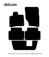 Black Floor Mats for Audi Q7 4L (2006-2015) With Orange Alcantara | ER56 Design - AutoWin