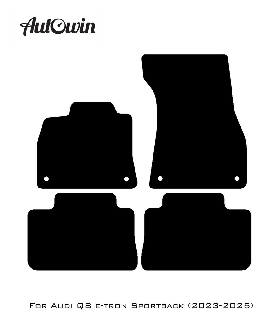 Black Floor Mats for Audi Q8 e-tron Sportback (2023-2025) With Orange Alcantara | ER56 Design - AutoWin