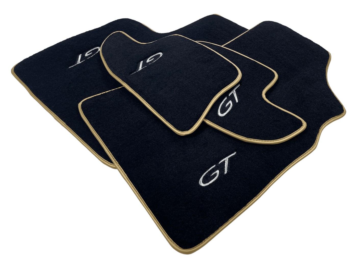 Black Floor Mats For Bentley Continental GT 2003–2011 With Gold Color Trim - AutoWin