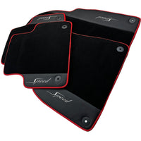 Black Floor Mats for Bentley Flying Spur (2013-2019) with Leather | Red Trim - AutoWin