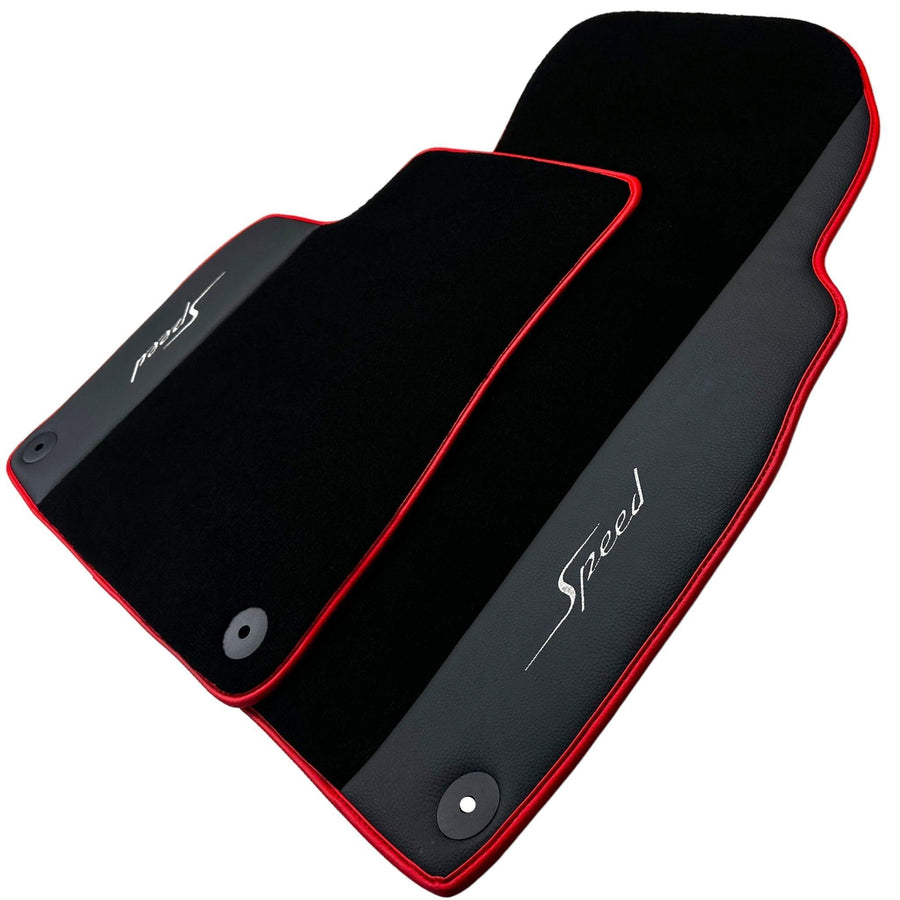 Black Floor Mats for Bentley Flying Spur (2013-2019) with Leather | Red Trim - AutoWin