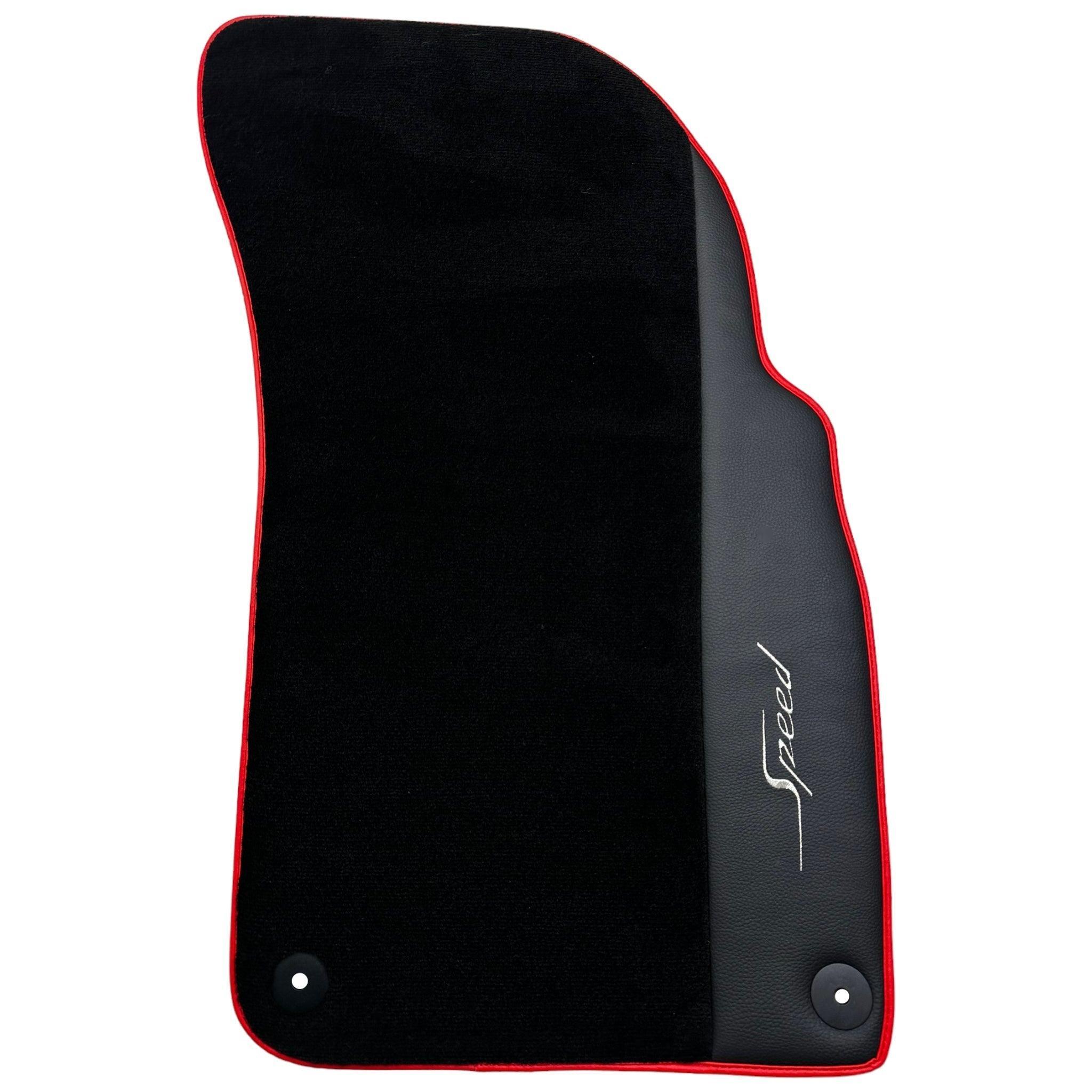 Black Floor Mats for Bentley Mulsanne (2010-2020) with Leather | Red Trim - AutoWin