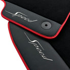 Black Floor Mats for Bentley Mulsanne (2010-2020) with Leather | Red Trim - AutoWin