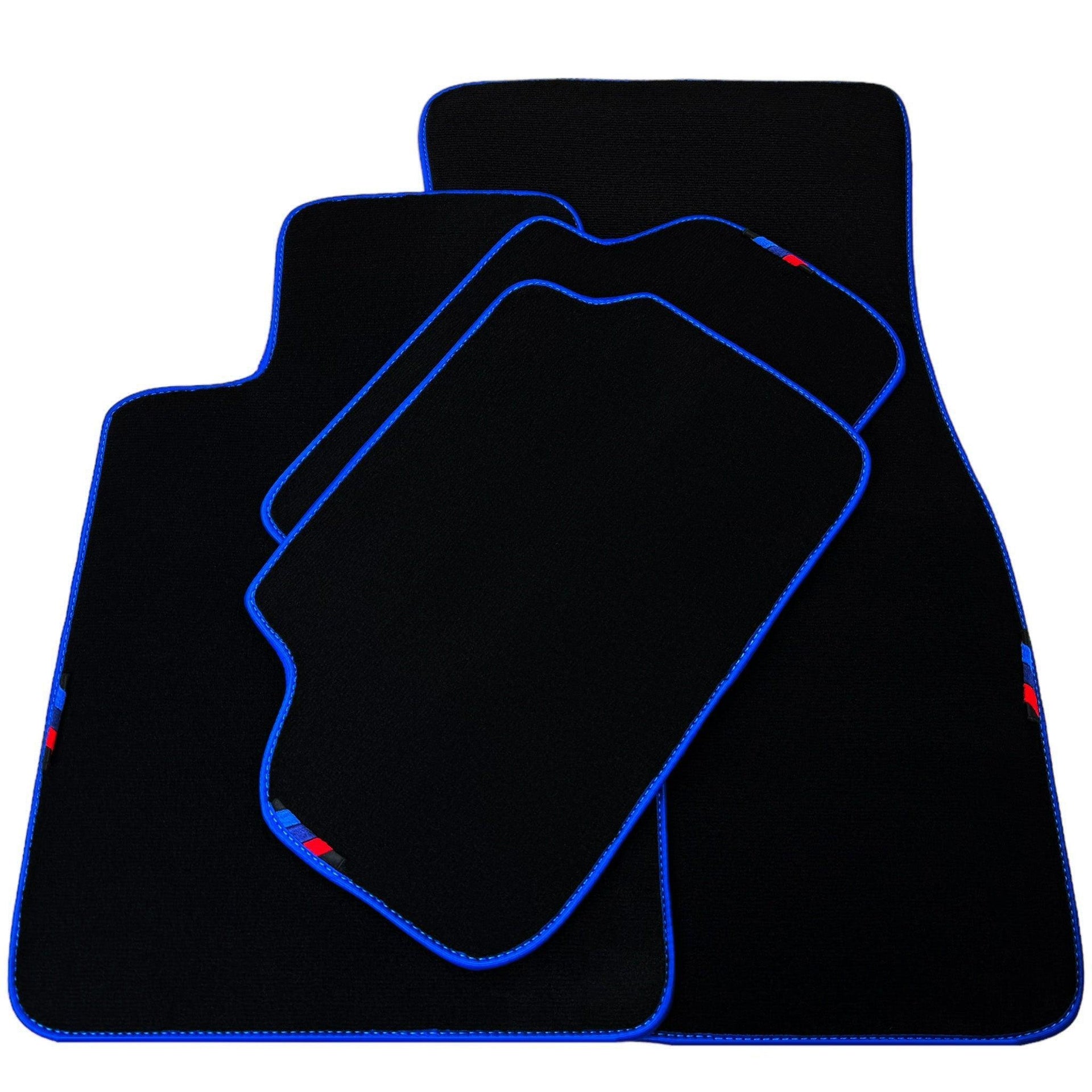 Black Floor Mats For BMW 1 Series E81 | Blue Trim - AutoWin
