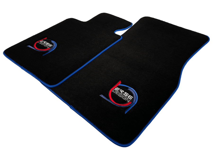 Black Floor Mats For BMW 1 Series E88 Convertible ER56 Design Limited Edition Blue Trim - AutoWin