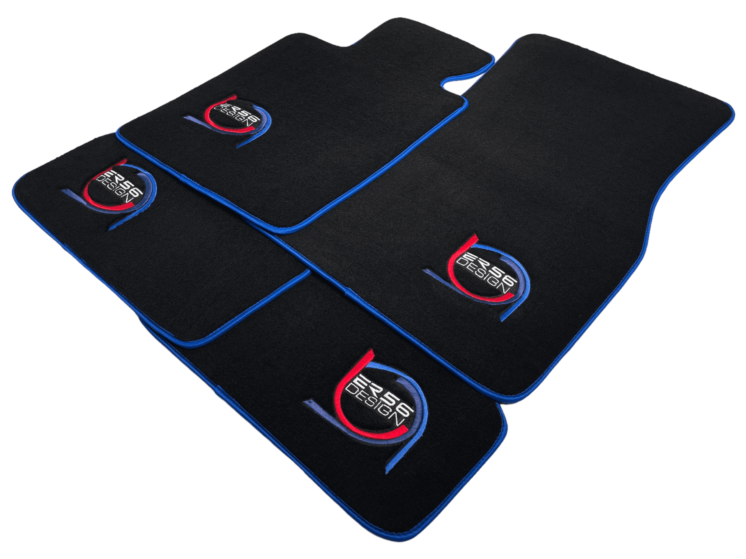 Black Floor Mats For BMW 1 Series F21 3-door Hatchback ER56 Design Limited Edition Blue Trim - AutoWin