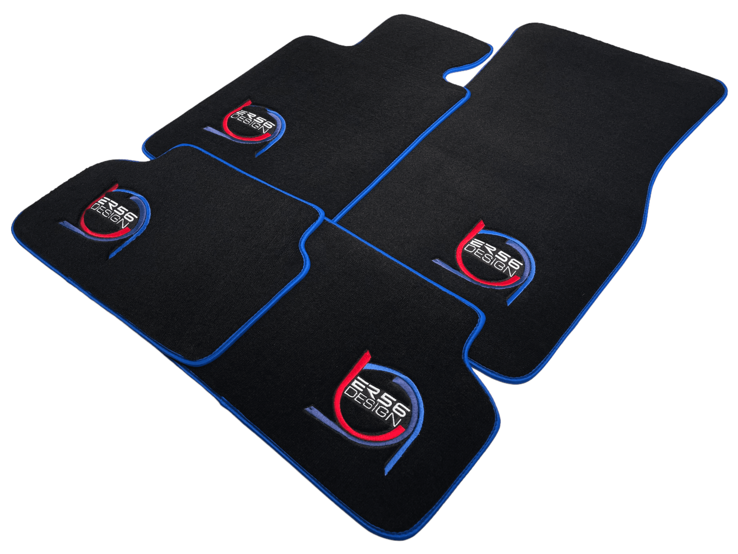 Black Floor Mats For BMW 1 Series F21 3-door Hatchback ER56 Design Limited Edition Blue Trim - AutoWin