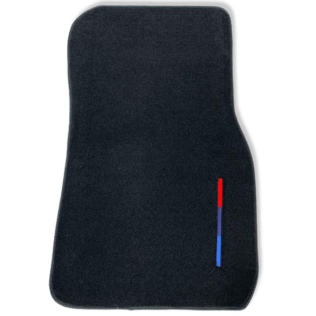 Black Floor Mats For BMW 3 Series E30 2-doors Coupe With 3 Color Stripes Tailored Set Perfect Fit - AutoWin